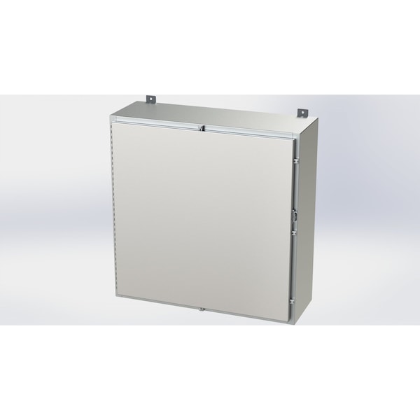 Padlockable Hasp Electrical Enclosures, 36 in H, 12 in D, 36 in W, NEMA 4X, 304 Stainless Steel